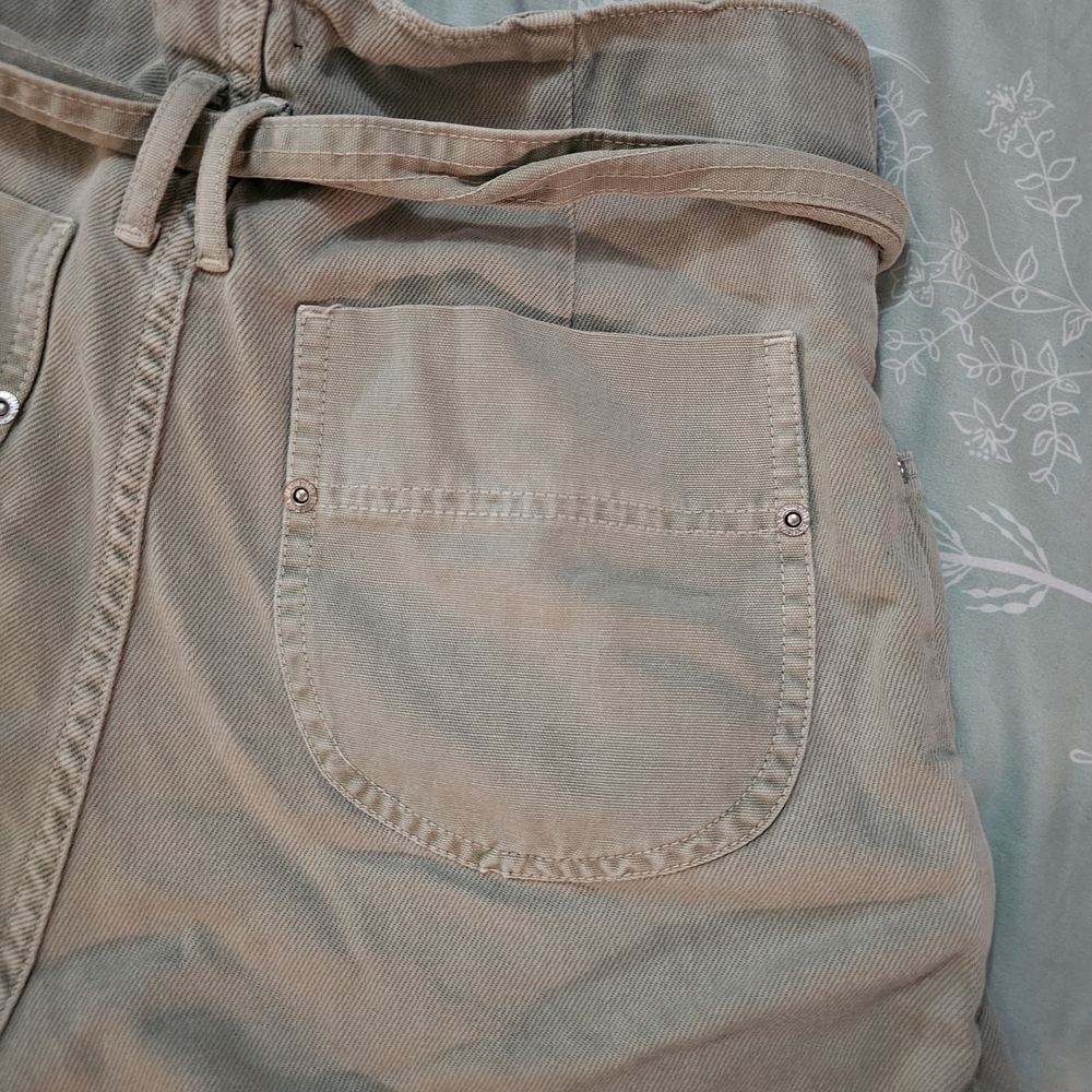 Zara Women's Green Paperbag Bermuda Shorts Size 4 With Tie Belt - Picture 10 of 11